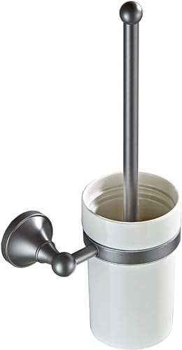 JQFDD Brosse de Toilette WC Laiton Grise Brosses WC et Support Murale Balayette WC, Antibactérienne à Séchage Rapide