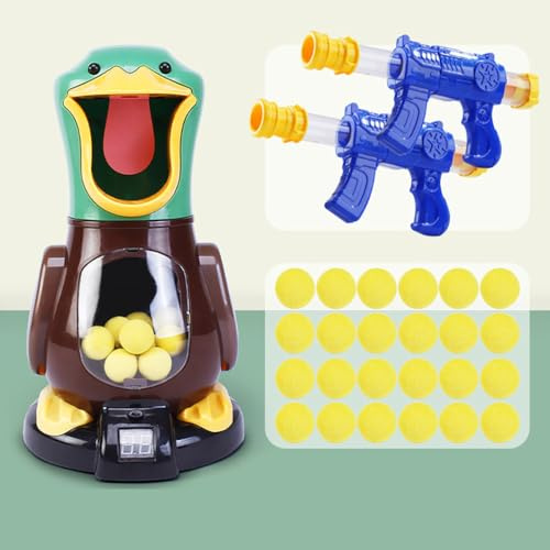 Abnehmbares Entenschießen Spielzeug, Schlag Mich Ente, Kinder Eltern-Kind Spielzeug, Jungen Pistole, aerodynamische weiche Kugelwerfer, weiche Ei Schießen Art (Shoot Me Duck Double Shot +24 Kugeln)
