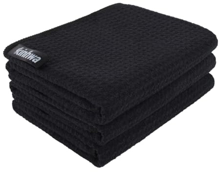 KinHwa Geschirrtücher Spültuch mit Aufhänger Waffle Tea Towels 3 Stück | mikrofaser 40x70 cm, waschbar, Fusselfrei & streifenfrei、 Stark saugfähig 、Schnell trocknend, Küche Trockentücher