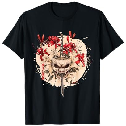 Lys araignée rouge avec esthétique japonaise oni démon samouraï T-Shirt
