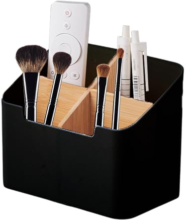 Shurzzesj Caja de almacenamiento para mando a distancia, organizador de caddy remoto - Soporte organizador de mesa Caddy | Soporte para mando a distancia de TV con 4 compartimentos para mando a