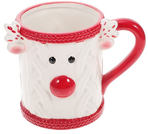 TOPBATHY Weihnachtstasse Aus Keramik Mit Weihnachtsmotiv Dekorative Kaffeetasse Mit Elchmuster Praktischer Wasserbecher Für Zuhause Und Büro