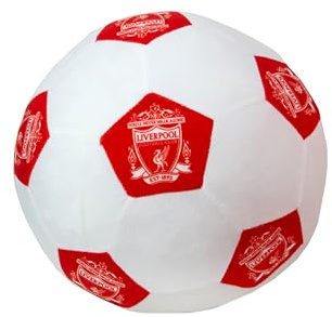 Liverpool Officially Licensed Soccer Ball Round Cushion, Super Soft White Football Crest Pillow, Perfect For Any Bedroom, on the Sofa 25 x 25cm