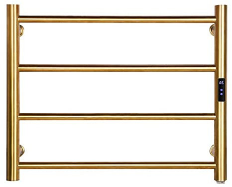 Scaldasalviette, 58W Scaldasalviette Radiatore Digitale Display Scaldasalviette Elettrico Timer Scaldasalviette a Parete Piccolo Radiatore 4 Bar Scaldasalviette Elettrico Radiatori da Bagno Oro