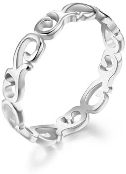Hasdnker Ring Ringe Damen Bijouterie Herren Hollow Out Celtic Heart Knot Women's Ring Ring Stackable Tail Ring 8 Silver