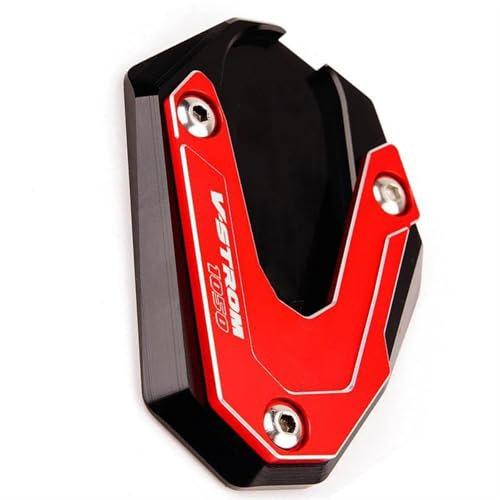 LMNMY Parkständer CNC-Aluminium-Ständerfuß-Seitenständer-Verlängerungspolster-Stützplatte Vergrößert Den Motorradständer Für Suzuki V-Strom 1050 2020-2023(Rosso)