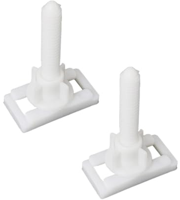 Confezione da 2 bulloni per cerniere del sedile del WC, in plastica, forma rettangolare, colore bianco, kit di montaggio per sedile WC, strumento di riparazione