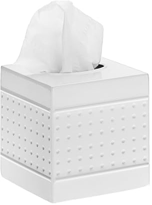 TOLIDA Quadratische Tissue Box aus Eisen, Vintage Taschentuchbox,Toilettentücher, Kosmetiktücherbox für Esszimmer Wohnzimmer Schlafzimmer Büro Hotel 14x13x13CM (Weiß)