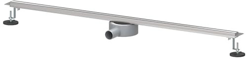 SONNI Duschränna i rostfritt stål 100 cm | hårsil – kantbrunn | smal smal 15 mm platta | komplett set avlopp 360° roterbar | sifon med luktstopp