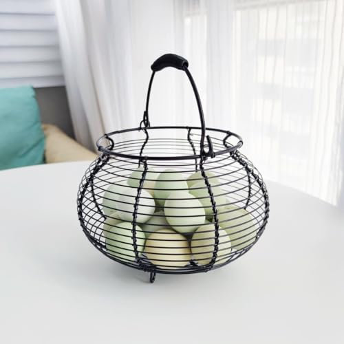 Äggkorg Trådäggställ Med Handtag För Ägg, Frukt, Grönsaker, Display Metallnät För Lantgård Lantlig Köksdiskarrangör