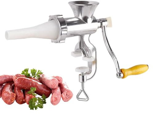Tritacarne manuale – Riempitivo per salsicce a mano, tritacarne in acciaio inox | Compatto a manovella, dispositivo per la lavorazione della carne efficiente in cucina, facile da usare per