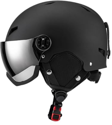 QSTDGVPW Casque de Snowboard Casque de Ski Couvre-Oreille de Skateboard pour Hommes Femmes Casque de Neige Casque de Ski, S Black