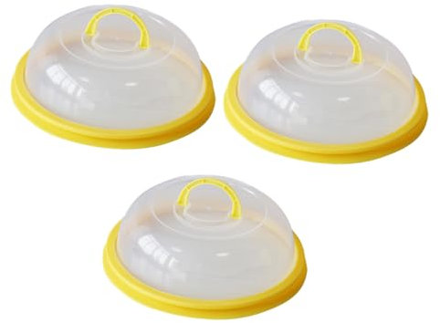BEBEMOKO 3pcs Microwave Food Cover Handle Heat Resistant Dish Cover for Plate Easy Clean