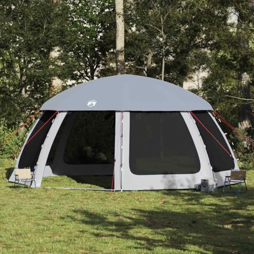 Brokky 4100639 Pool Tent with Removable Fly & Mesh Walls Grey 612x612 cm Hot Tub Spa Pop Up Canopy Cover and Camping Shelter