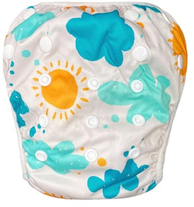 KEQAR 1 Pezzo Pannolino da Bagno Nuovo, Riutilizzabile, Adorabile, con Volant, per Bambine/Ragazze, Costume Contenitivo Neonata, Costumino, Pannolino Piscina Neonato (1-2 anni)