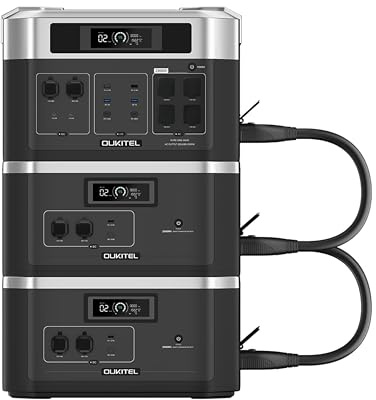 OUKITEL BP2000pro Generador Solar con 2xB2000 Batería Expandible, Estacion de Energia Portatil 2200W, 6144Wh LiFePO4 Batería para Camping, Autocaravana, Emergencia
