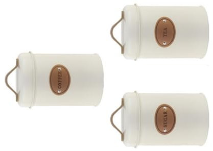 RETUOLWAG 3 botes de metal vintage para almacenamiento de cocina, prácticos, para café, té, azúcar, tarros de metal Functioanl