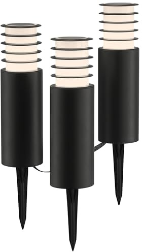 Brilliant Außenleuchte Caruso Gartenspieß 3er Set in schwarz - dimmbare Außenlampe mit RBG, CCT Farbtemperatur einstellbar - Tuya Smart kompatibel, per App steuerbar - LED Gartenstrahler mit IP44 | Brilliant Außenleuchte Caruso Gartenspieß 3er Set in schwarz - dimmbare Außenlampe mit RBG, CCT Farbtemperatur einstellbar -