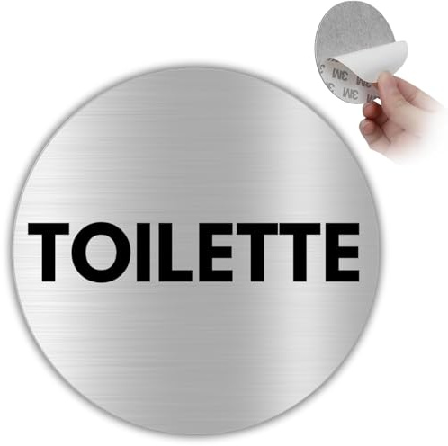 LEIASA | Cartello Toilette - Ø 100 mm - Alluminio - Porta Servizi Igienici | Adesivo Toilette Unisex, Targa Gabinetto Sanitari, Segnale Bagni Comuni, Insegna Avviso Toilette Pubblica, Uomo e Donna