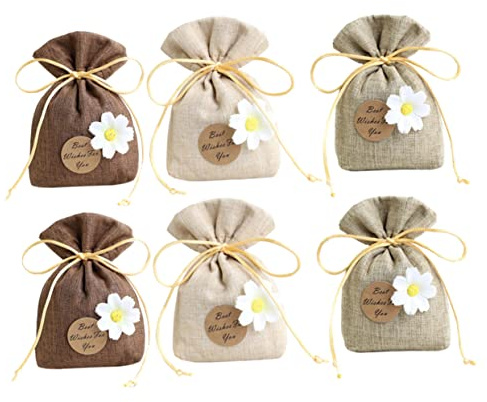 ROMISBABA 6piezas Pzs Bolsitas Aromáticas para Armario y Coche Bolsa De Algodón Lino con Olor Colgante Perfume para Ropa y Vehículos Bolsas Pequeñas Eliminador De Olores Color Beige