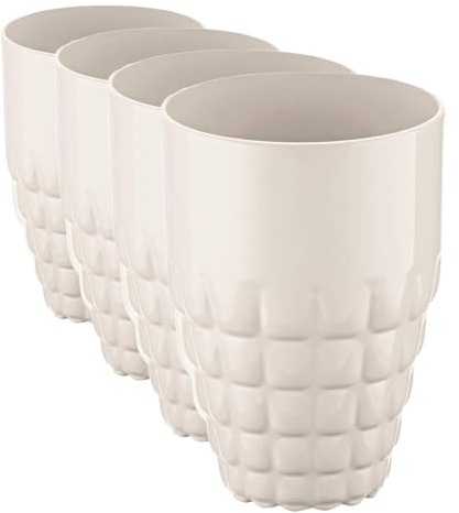 Guzzini - Tiffany, Bicchiere Alto in Materiale Plastico - Bianco Latte, Ø 9 X h13 cm | 510 cc - 225701156 (Confezione da 4)