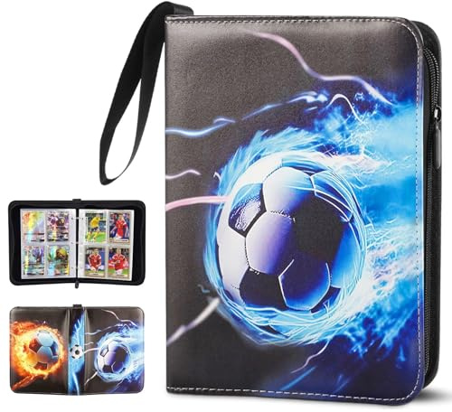 Dwitkul Álbum Fútbol Cartas 50 Páginas 400 Cromos con Cremallera y Asa Album de Tarjetas Coleccionables Carpeta Coleccion Tarjetas para Niños y Jugadores