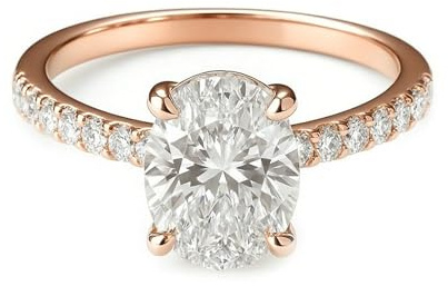 Ayoiow Vorsteckring Rosegold 585 für Damen, Moissanit Solitärring mit Pavé-Schaft Gold Ring Women 14 Karat für Sie, 14 Karat Roségold Größe 52 (16.6)