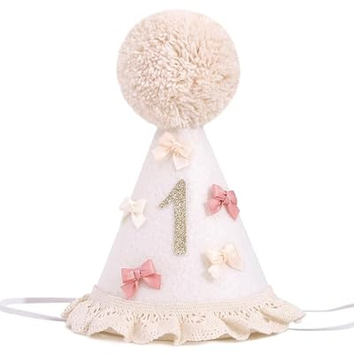 Fonyiunce Gorra Cumpleaños 1 año Infantil Sombrero de Primer Cumpleaños para Bebés Niñas y Niños Sombrero Bohemio de Primer Cumpleaños Corona de un Cumpleaños Decoración Cónica