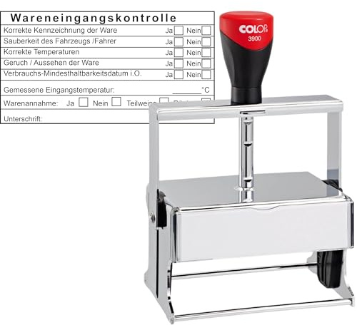 Colop Expert 3900 Timbro per il controllo dell'entrata delle merci, 105 x 55 mm, timbro in metallo per alimenti e logistica