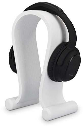 kalibri Kopfhörerhalter Kopfhörerständer Universal aus Holz - Kopfhörer Halter Headset Halterung - On Ear Headphone Stand - Eichenholz in Weiß