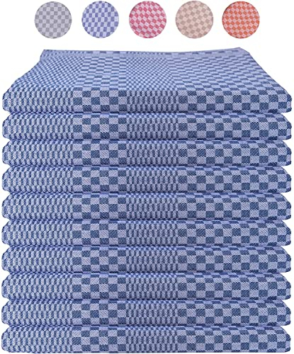 LEFUNDA® Lot de 10 Torchons de Cuisine Vaisselle De Qualité Supérieure 100% Coton, 220 GSM, Très Doux et Super Absorbant, Facile à Laver, 50x70cm (Bleu, 10)