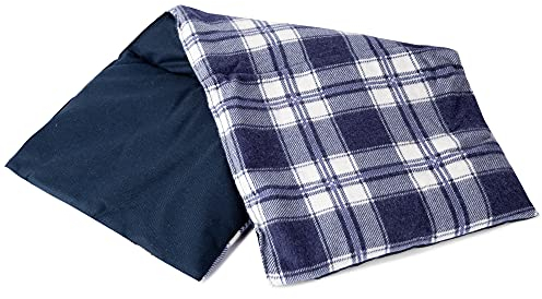 Cojín de semillas de uva (20 x 50 cm, 3 cámaras, franela de cuadros azules, 50 x 20 cm, semillas de uva)