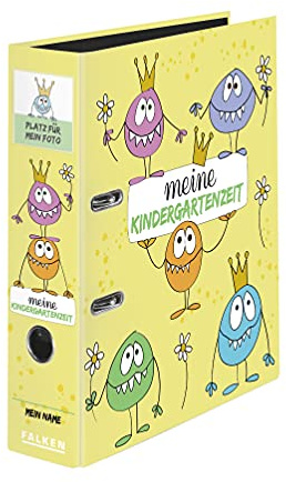 Original Falken motivmapp för dagis med ficka. Tillverkad i Tyskland. 8 cm bred DIN A4 motivmonster, ringbindare mapp brevmapp kontorsmapp plastmapp