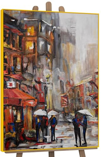 YS-Art Abstrakt Acryl Gemälde auf Leinwand Städtische Atmosphäre handgemalt Wandbilder Wohnzimmer modern Wohndekor Bild echtes Kunstwerk 120x80 cm