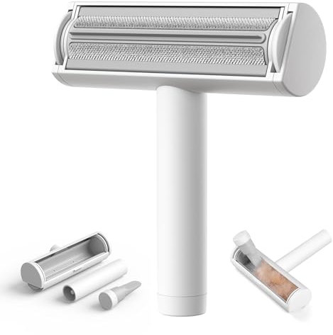 dancemoon MoonRoller, Removedor de Pelo de Mascotas con Mango Desmontable y Raspador de Limpieza, Herramienta Reutilizable para Eliminar Pelo de Gato y Perro para Alfombra, Sofá, Coche, Alfombra y Más