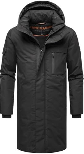 STONE HARBOUR herr varm vattentät vinterrock lång med avtagbar huva och magnetisk täcklist Xandroo XX S-3XL, svart, 3XL