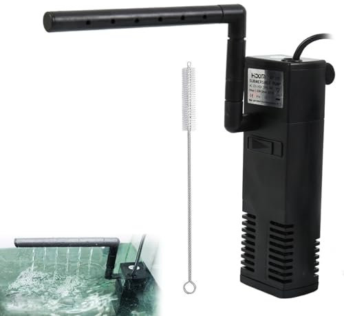 Comioke Aquarium Filter, 4W Aquarienfilter, Aquariumfilter, 300L/H Aquarium Filterpumpe, Einstellbarer Durchfluss Aquarienfilter, mit Sprühstab und Kleine Bürste für 60L Aquarium, Schwarz