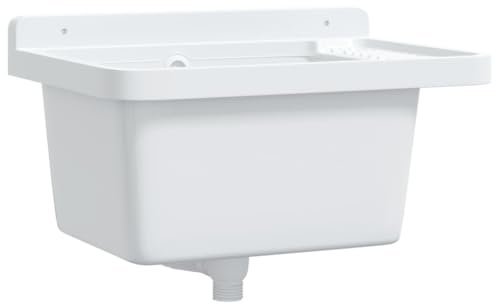 Lavabo in resina, montaggio a parete, bianco, 50 x 35 x 24 cm, durevole e facile da pulire, ideale per piccoli bagni e WC degli ospiti