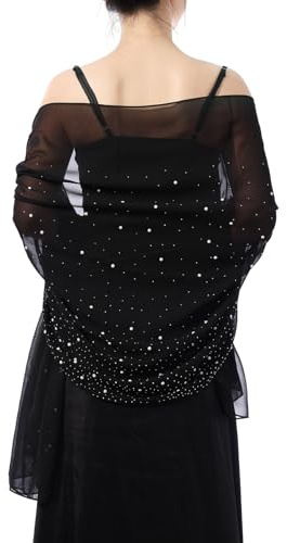 MILAKOO Womens Rhinestone Shawls and Wraps for Formal Dresses Wedding Evening Party Chiffon Shawl Scarf (écharpe en mousseline)