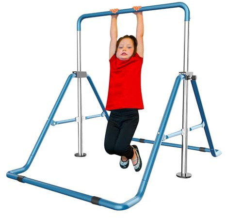 dgfedeg Barre de gymnastique pour enfants, hauteur réglable et pliable, barre d'entraînement robuste, jusqu'à 150 kg, sans danger pour les enfants de 3 à 6 ans, pour l'intérieur et l'extérieur, barre