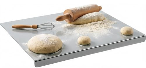 Large Stainless Steel Cutting Board 40 x 30 cm Pastry Board with Lip | Kitchen Worktop Protector, Metal Chopping Boards, Counter Edge Cutting Boards for Baking Bread Dough Meat Vegetables