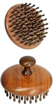 Wooden Scalp Massager for Hair Growth, Bamboo Head Massage Brush to Stimulate Circulation, Natural Anti-Static Scalp Scrubber for Wet/Dry, Relaxing Gua Sha Tool for Face & Body, Gift for Women Men
