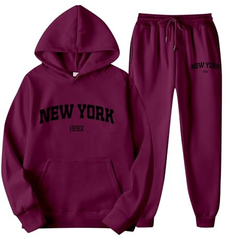 Women's Tracksuit Sets Letter Print Sports Outfits Hoodie Sweatshirt and Jogging Pants Sweatsuits Warm Loungewear Sets Soft Co Ord Set Plus Size Two Piece Airport Outfit Running Gym (M)