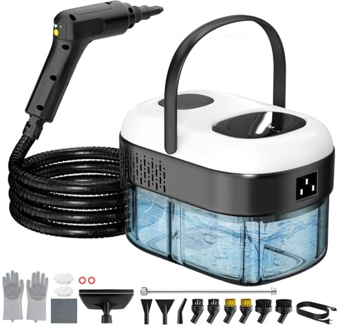 Limpiador a Vapor Portátil 2500W, Vaporeta de Mano con Depósito 1,4L, 18 Accesorios, 3 Modos de Vapor, Máquina de Vapor Limpieza para Hogar, Cocina, Baño, Coche y Sofá