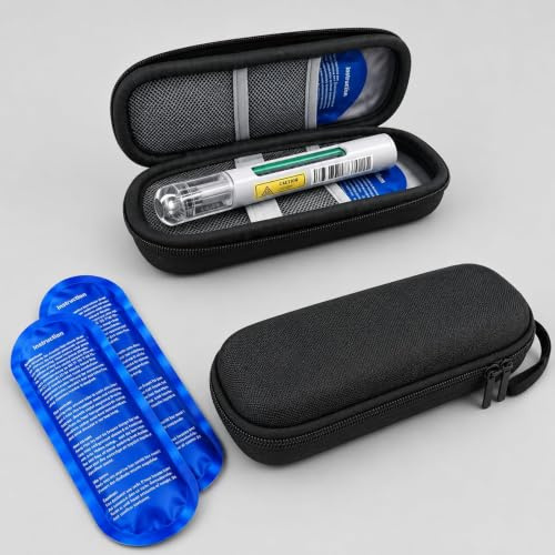 Estuche Insulina Nevera con 2 Bolsas de Hielo,Bolsa Térmica Portátil Negro
