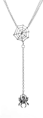 Palut Kreativt dubbelt spindelnät spindelnät halsband lång tröja hänge punk retro smycken för halloween daglig klädsel tillbehör