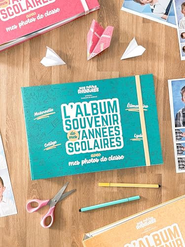 Album photos de classe et souvenirs d'école (édition PREMIUM - 86 pages) - Maternelle, élémentaire, collège et lycée (Vert Turquoise)