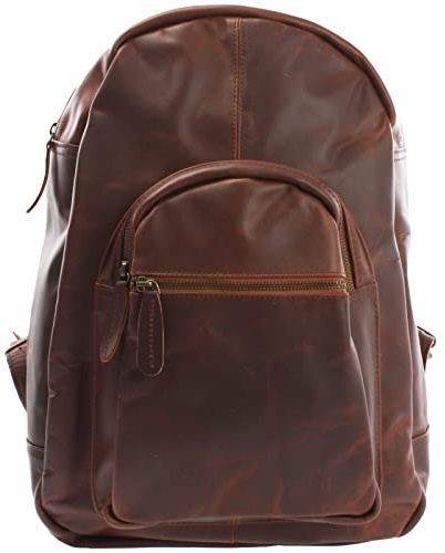 LECONI Rucksack retro Lederrucksack für Freizeit, Schule oder im Alltag Wanderrucksack Vintage-Look Freizeitrucksack für Damen & Herren Leder 32x45x18cm braun LE1017-wax
