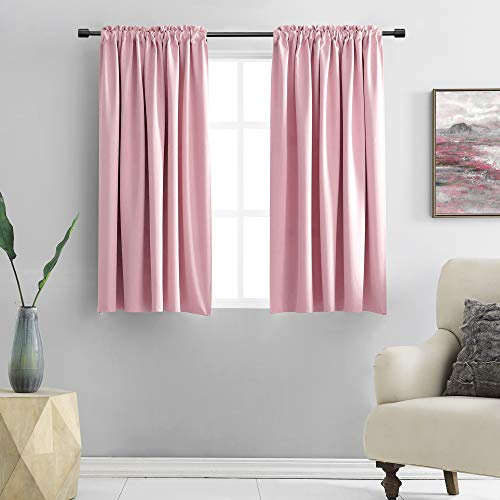 DONREN Pink Curtains for Kids Room - Home Decoration Privacy Protection Blackout Thermal Insulated Window Drape with Rod Pocket (Set of 2 Panels,42 x 45 Inch)