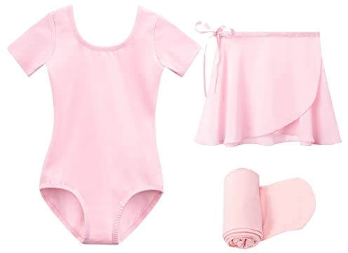 Stelle Ballet Leotards for Girls Toddler Dance Dress Outfit Combo with Skirt and Tights (Toddler/Little Kid/Big Kid)(Ballet Pink (Adjustable Tie), 90)